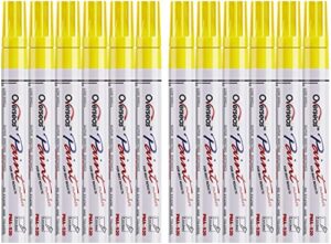 lesun yellow paint pens paint markers, 12 pack waterproof oil-based paint pen set quick dry and permanent, markers for rock painting, stone, ceramic, wood, fabric, plastic, canvas, glass, mugs, tires