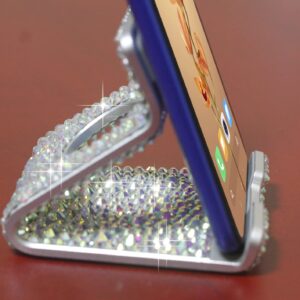 CARCHILE S3 Bling Rhinestones Crystal Cell Phone Stands, Phone Holder for Desk, Phone Desktop Holder Stand Compatible with iPhone IPAD Samsung (Silver)