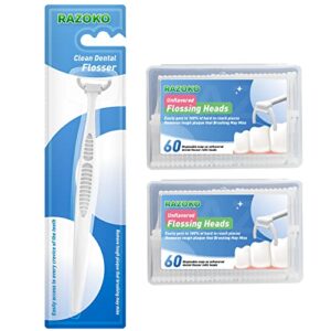 dental floss picks, clean dental flossers kit with 1 handle and 120 extra strength refills