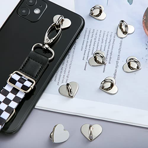8 Pcs Cell Phone Finger Ring Adhesive Metal Phone Finger Grip Loop Stand Heart Grip Holder Phone Charm Hook for DIY Hanging Supplies (Silver)