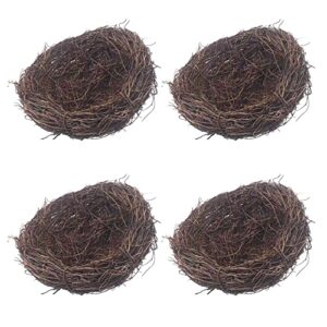 4pack rattan bird nests handmade bird nest artificial birds nest ornaments for diy craft tree decoration