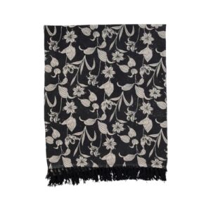 creative co-op recycled cotton printed throw with floral pattern and fringe