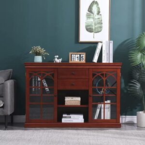 erinnyees storage console cabinet, modern kitchen storage sideboard with 2 drawers and 2 cabinets, buffet server cabinet for living room, entryway, hallway, brown…