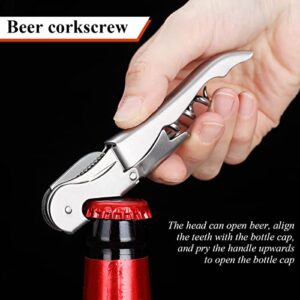 Kyraton Waiter Corkscrew Wine Key Wine Opener with Foil Cutter,Stainless Steel Classic All-in-one Corkscrew Double Hinged Corkscrew Bottle Opener For Beer Bar Restaurant Waiters, Set For 1 (Silver)