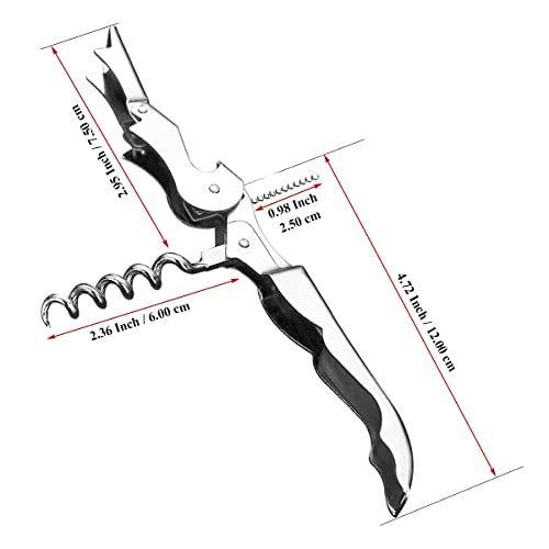 Kyraton Waiter Corkscrew Wine Key Wine Opener with Foil Cutter,Stainless Steel Classic All-in-one Corkscrew Double Hinged Corkscrew Bottle Opener For Beer Bar Restaurant Waiters, Set For 1 (Silver)