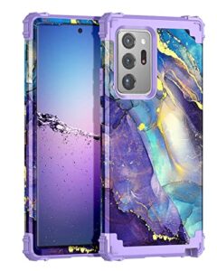 rancase compatible with note 20 ultra case,three layer heavy duty shockproof protection hard plastic bumper +soft silicone rubber protective case for samsung galaxy note 20 ultra,purple