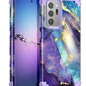 Rancase Compatible with Note 20 Ultra Case,Three Layer Heavy Duty Shockproof Protection Hard Plastic Bumper +Soft Silicone Rubber Protective Case for Samsung Galaxy Note 20 Ultra,Purple