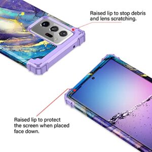 Rancase Compatible with Note 20 Ultra Case,Three Layer Heavy Duty Shockproof Protection Hard Plastic Bumper +Soft Silicone Rubber Protective Case for Samsung Galaxy Note 20 Ultra,Purple