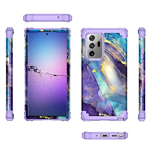 Rancase Compatible with Note 20 Ultra Case,Three Layer Heavy Duty Shockproof Protection Hard Plastic Bumper +Soft Silicone Rubber Protective Case for Samsung Galaxy Note 20 Ultra,Purple