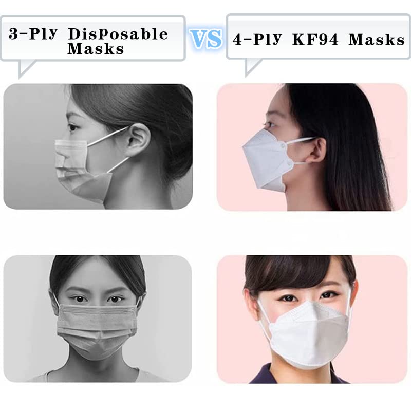 50PCS KF94 Mask Black Disposable Face Masks Mix-Champagne 4-Ply Protection 3D Face Shield for Adults