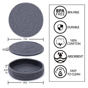 Trivets for Hot Dishes, Trivets for Hot Pots and Pans, 7 Inchs Hot Pads 5 Pcs and Storage Basket 1 Pack for Countertops, Pot Holders for Kitchen, Cotton Table Protector Hot Mats Heat Resistant (Mix)