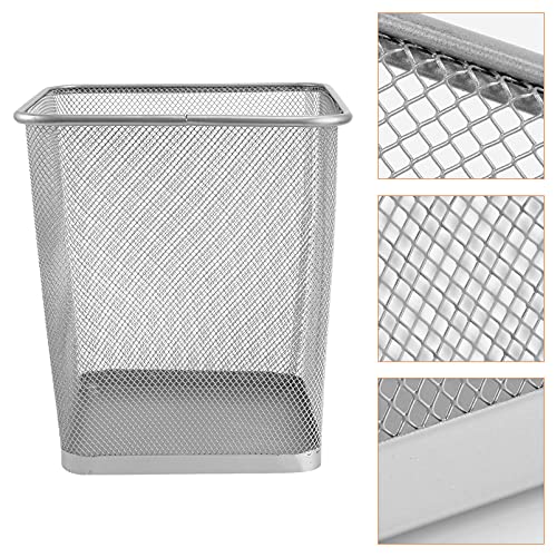 Zerodeko Metal Garbage Waste Basket Wire Mesh Waste Basket Recycling Bin Small Waste Basket Trash Can for Near Desk Recycling Garbage Container Bin for Office Home Bedroom Waste Paper Basket Silver