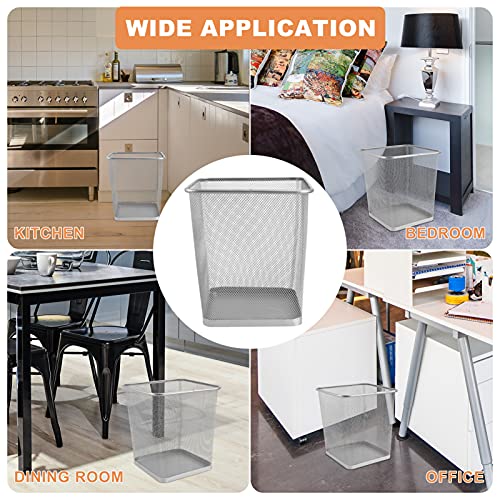 Zerodeko Metal Garbage Waste Basket Wire Mesh Waste Basket Recycling Bin Small Waste Basket Trash Can for Near Desk Recycling Garbage Container Bin for Office Home Bedroom Waste Paper Basket Silver