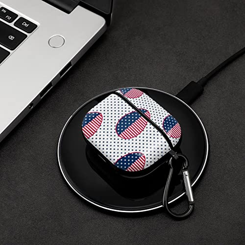 Headphone Case Compatible with AirPods 3 Case, American Flag Easter Egg Soft Plastic Skin Case Cover Shockproof Protective Case with Keychain, Front LED Visible