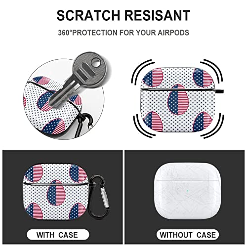 Headphone Case Compatible with AirPods 3 Case, American Flag Easter Egg Soft Plastic Skin Case Cover Shockproof Protective Case with Keychain, Front LED Visible