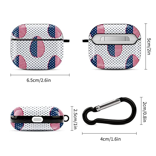 Headphone Case Compatible with AirPods 3 Case, American Flag Easter Egg Soft Plastic Skin Case Cover Shockproof Protective Case with Keychain, Front LED Visible