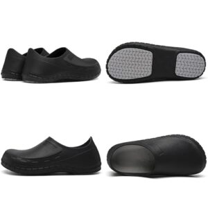 Haifago Men Non Slip Chef Shoes, Waterproof Oil Resistant Kitchen Work Clogs, Food Service Shoes for Restaurant Black