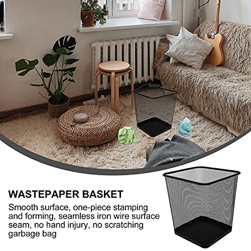 Zerodeko Metal Wire Mesh Waste Basket Recycling Bin Small Waste Basket Trash Can for Near Desk Recycling Garbage Container Bin for Office Home Bedroom Black