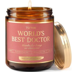 world's best doctor candle - handmade 9oz soy candle ; thank you doctor gifts for women and men, gifts for dr, surgeons, obgyn, radiologists, doctors appreciation present ideas
