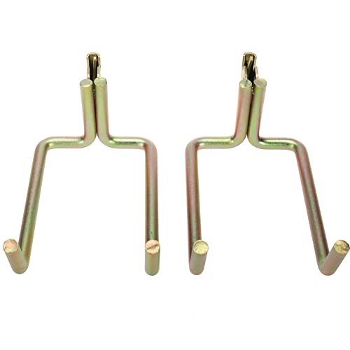 NovelBee 2pcs E-Track J Hook Tie Down Anchors with X-Track J Hook Hanger,E-Track Heavy Duty Shovel Tool Hook Hanger for Tools,Spades,Rakes in Trucks,Trailers and Warehouses (Gold)