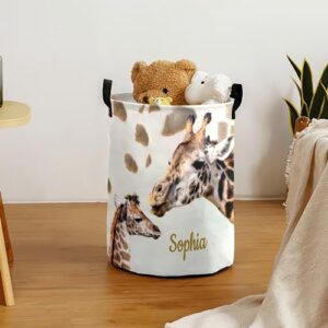 Large Storage Love Giraffe Tall Collapsible Laundry Basket Hamper for Dirty Cloth Toys Foldable for Bedroom Bathroom