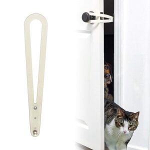 flexlatch cat door holder latch - bright white cat door alternative installs fast flex latch strap let's cats in and keeps dogs out of litter & food. safe baby proof one piece no measuring extra easy