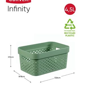 Curver Infinity Dots x4 Small Rectangular Storage Basket 4.5L - Green