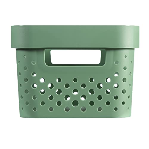 Curver Infinity Dots x4 Small Rectangular Storage Basket 4.5L - Green