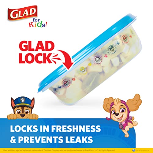 Glad for Kids Paw Patrol GladWare Medium Lunch Square Food Storage Containers with Lids | 25 oz Kids Food Containers with Paw Patrol Design, 5 Count Set | Tight Seal Food Storage Containers for Food