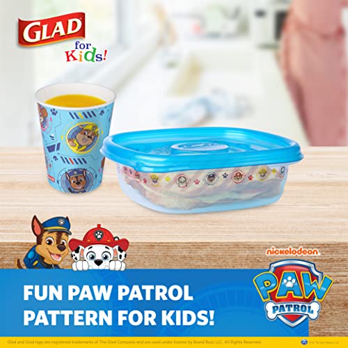 Glad for Kids Paw Patrol GladWare Medium Lunch Square Food Storage Containers with Lids | 25 oz Kids Food Containers with Paw Patrol Design, 5 Count Set | Tight Seal Food Storage Containers for Food