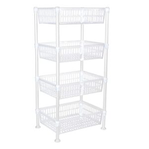 kitchen details 4 tier slim basket shelf rack | storage & organizer | kitchen | bathroom | laundry room | office | good for food and kitchen supplies | white