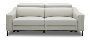 limari home felixen collection modern leather sofa with 2 power recliners & adjustable headrests, grey