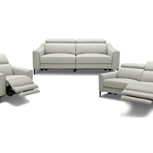 Limari Home Felixen Collection Modern Leather Sofa with 2 Power Recliners & Adjustable Headrests, Grey