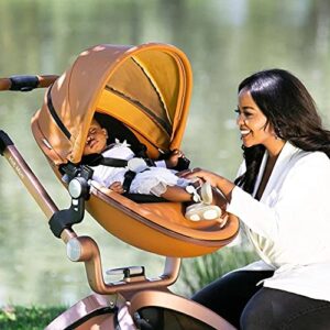 Hot Mom Baby Stroller: Baby Carriage with Adjustable Seat Height Angle and Four-Wheel Shock Absorption,Reversible，High Landscape and Fashional Pram (Brown-2)