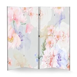 wood screen room divider rose seamless with watercolor on pastel designed for fabric luxurious folding screen canvas privacy partition panels dual-sided wall divider indoor display shelves 4 panels