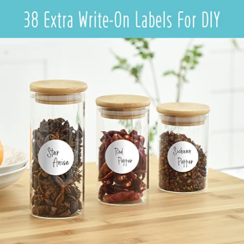 Hebayy 342 Removable Spice Labels,304 Pre-Printed Herb Seeds Seasoning Sauce Oil Vinegar Round Stickers,38 Blank Ones,Waterproof Oil & Tear Resistant,No Residue for Kitchen Pantry Containers Jars