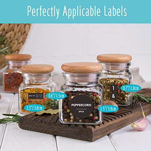 Hebayy 342 Removable Spice Labels,304 Pre-Printed Herb Seeds Seasoning Sauce Oil Vinegar Round Stickers,38 Blank Ones,Waterproof Oil & Tear Resistant,No Residue for Kitchen Pantry Containers Jars