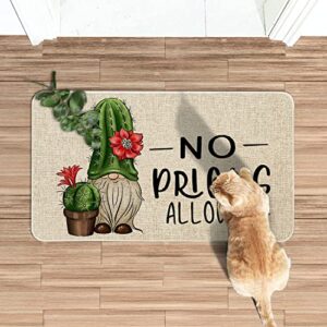 Roszwtit Spring Summer Door Mat 30 X 17 Inch No Picks Allowed Cactus Gnome Doormat Indoor Outdoor Entrance Funny Floor Mat Non Slip Summer Decor Rubber Welcome Mats