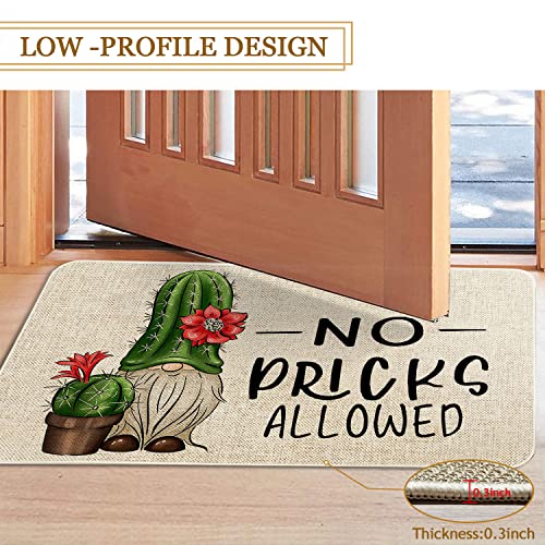 Roszwtit Spring Summer Door Mat 30 X 17 Inch No Picks Allowed Cactus Gnome Doormat Indoor Outdoor Entrance Funny Floor Mat Non Slip Summer Decor Rubber Welcome Mats