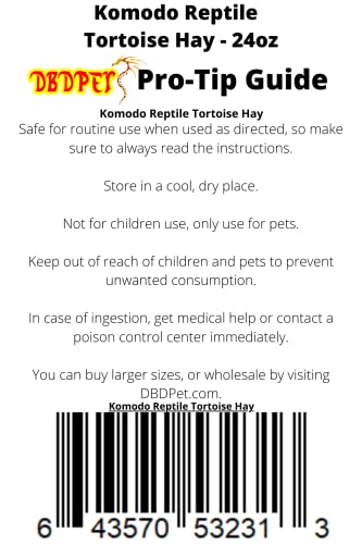 DBDPet Komodo Reptile - Tortoise Hay - 24oz - Includes Attached Pro-Tip Guide