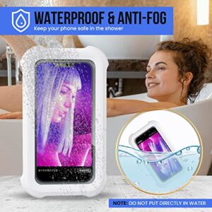 Spread Pixie Dust Shower Phone Holder Waterproof Upgraded Phone Shower Holder Wall Mount Bathroom TV Shower Gadget Shower Accessory Phone Mount iPhone Shower TV (Pure White)