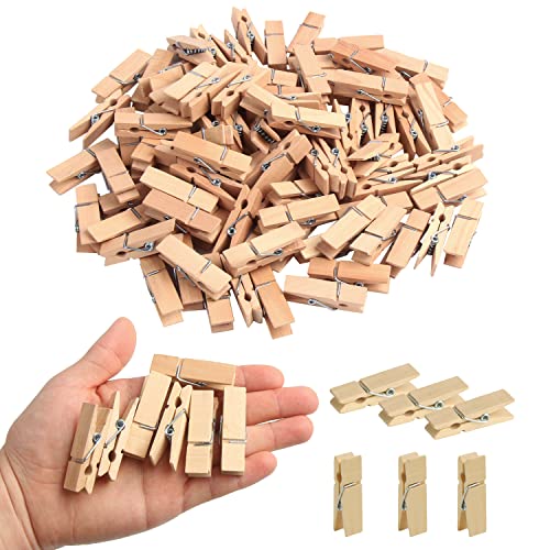 KIMOBER 1.77Inch Wide Wooden Clothespins,Sturdy Natural Wooden Craft Peg Pins Clips for Hanging Photos,Paper Crafts,100PCS