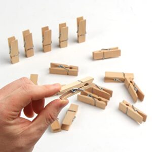 KIMOBER 1.77Inch Wide Wooden Clothespins,Sturdy Natural Wooden Craft Peg Pins Clips for Hanging Photos,Paper Crafts,100PCS