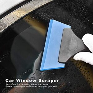 2pcs Car Window Scraper,Water Ice Squeegee Snow Shovel Non‑Slip Handle Glass Cleaning Tool,Mini Rubber Squeegee Scraper for Windows and Glass