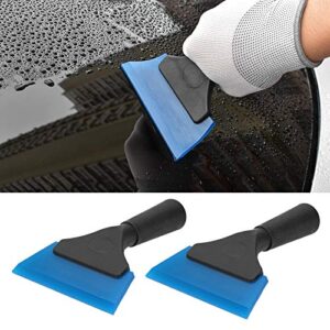 2pcs Car Window Scraper,Water Ice Squeegee Snow Shovel Non‑Slip Handle Glass Cleaning Tool,Mini Rubber Squeegee Scraper for Windows and Glass