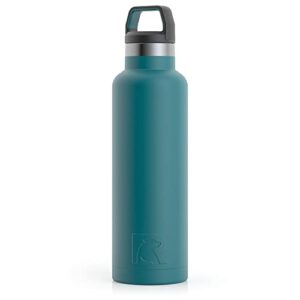 rtic 20 oz vacuum insulated water bottle, stainless steel metal, double wall, bpa free, for hot and cold drinks, deep harbor