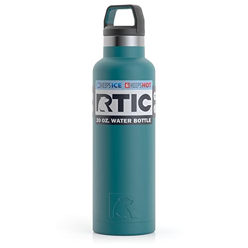 RTIC 20 oz Vacuum Insulated Water Bottle, Stainless Steel Metal, Double Wall, BPA Free, for Hot and Cold Drinks, Deep Harbor
