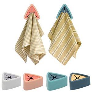 4 pcs towel hook holder grabber, anglecai self-adhesive towel stopper dish cloth hook for bathroom kitchen wall mount towel hangers holders