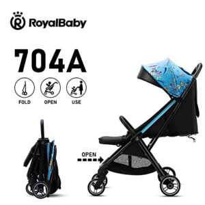 RoyalBaby Lightweight Baby Stroller, Self Standing Gravity Fold Stroller for Infants, Compact Fold Travel Stroller for Airplane, Toddler Umbrella Stroller with Canopy& Cup Holder, Blue