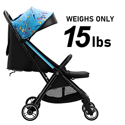 RoyalBaby Lightweight Baby Stroller, Self Standing Gravity Fold Stroller for Infants, Compact Fold Travel Stroller for Airplane, Toddler Umbrella Stroller with Canopy& Cup Holder, Blue